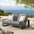 Light Gray Aluminum Outdoor Loveseat with Removable Cushions Z954020