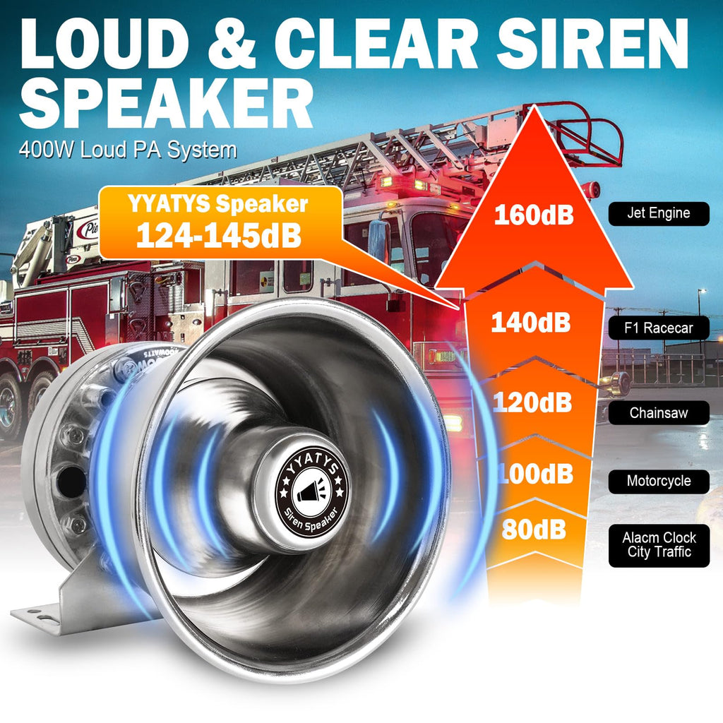 400W Multi-Tone Car Alarm Horn PA Speaker with Handheld Mic F7080
