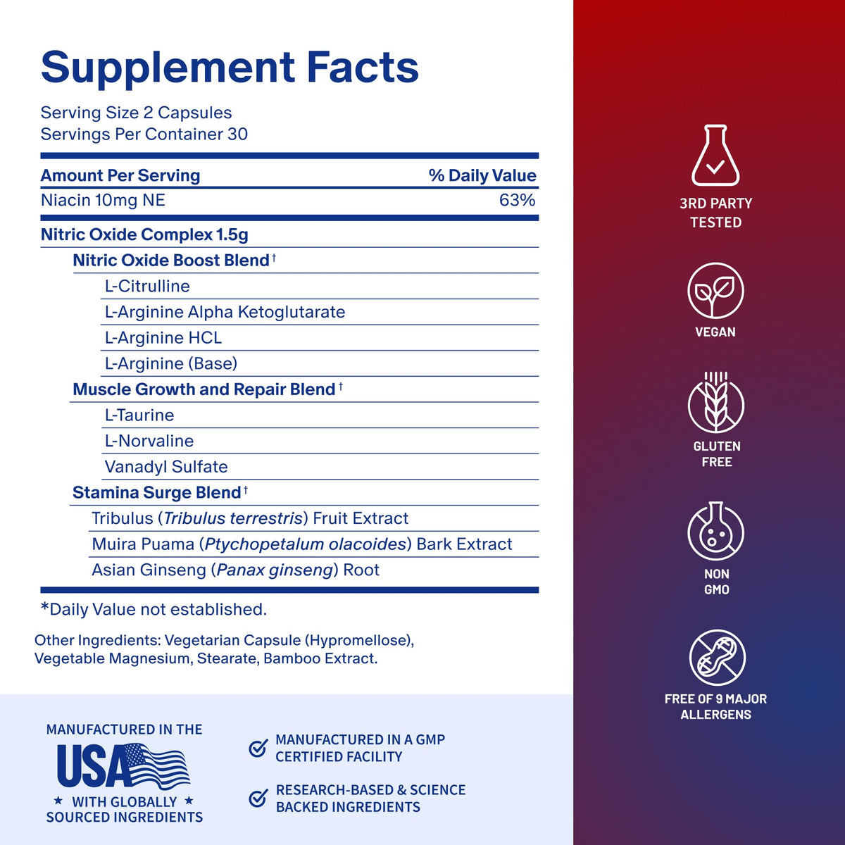 Nitric Oxide Booster 60 Vegan Capsules F7011