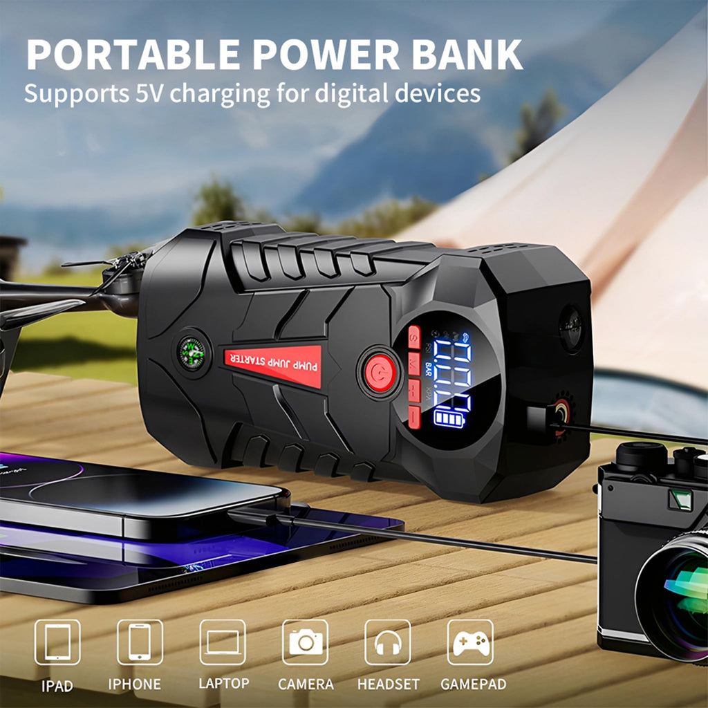 4-in-1 Car Battery Jump Starter with 150PSI Tire Inflator Q64459