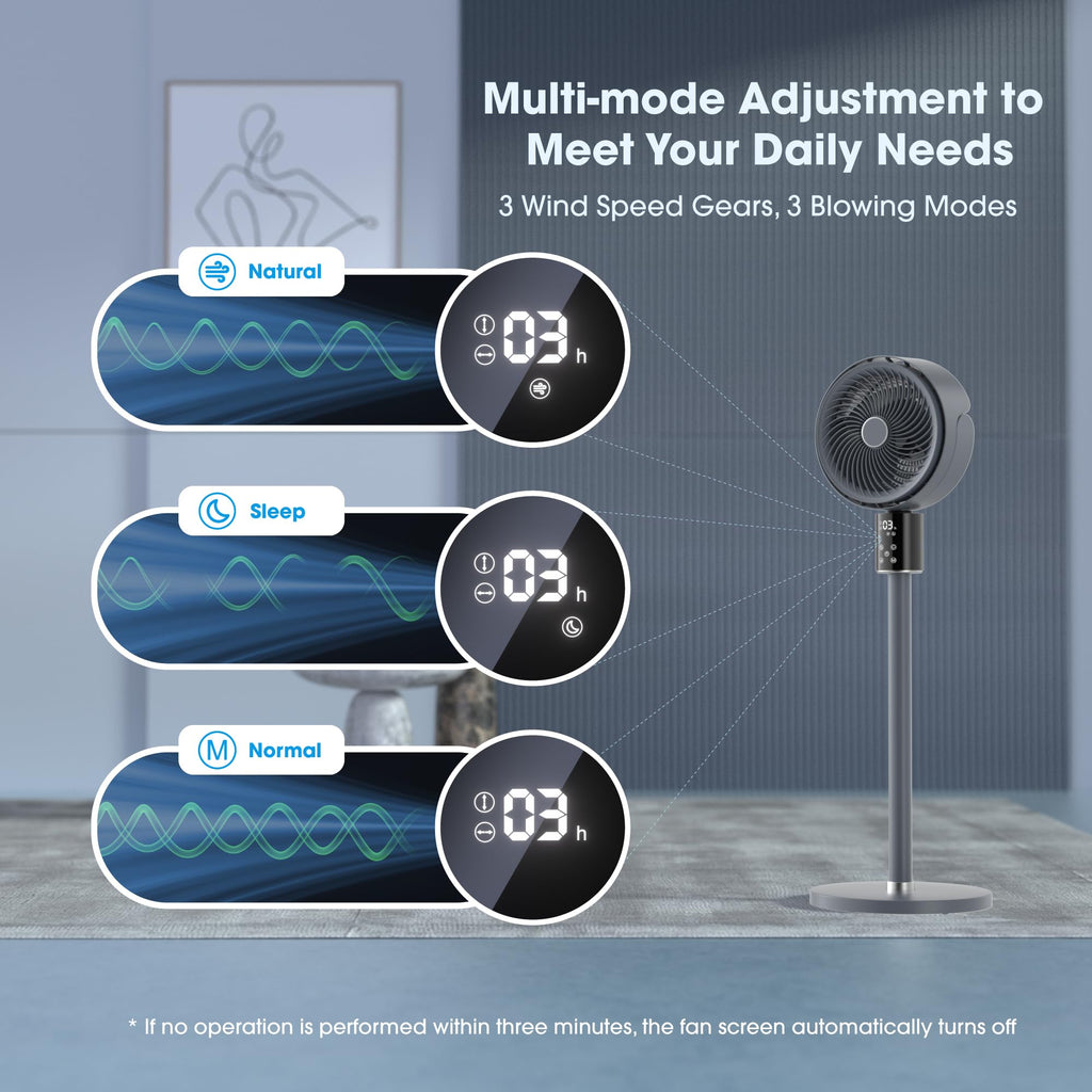 100ft Oscillating Standing Fan with Adjustable Height E7871