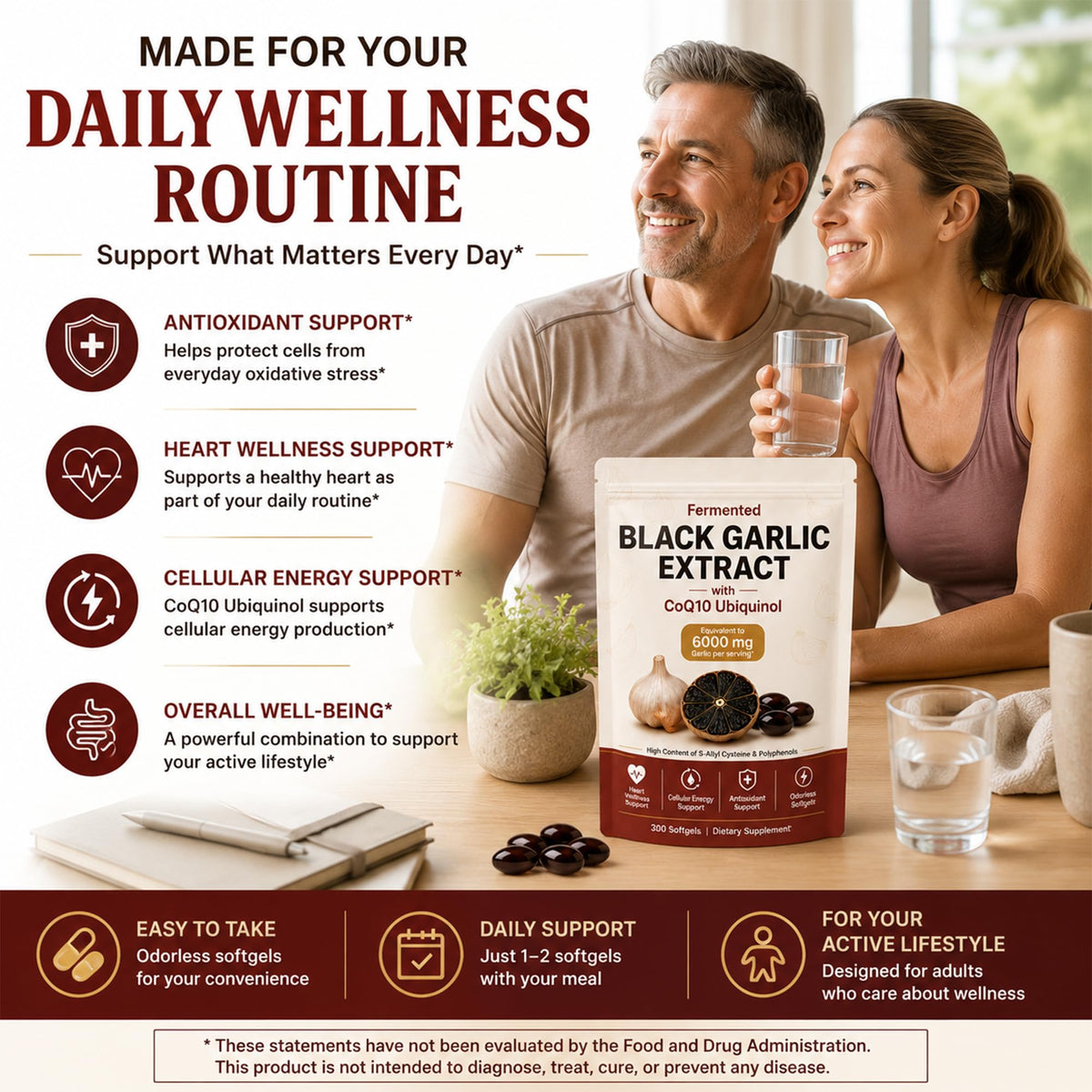 Black Garlic CoQ10 Capsules 300 Count Z210217