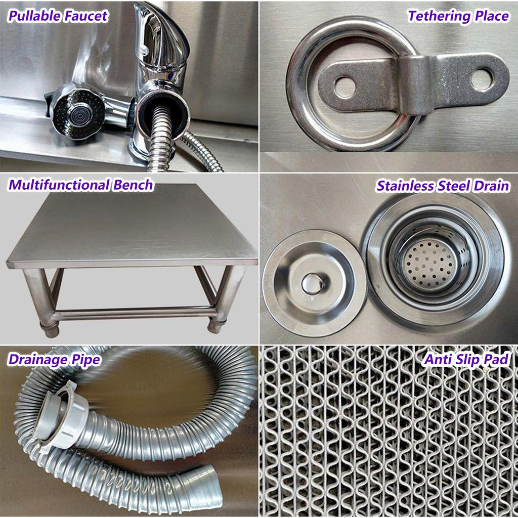 47 Inch Stainless Steel Dog Grooming Tub with Walk-in Stairs L677829