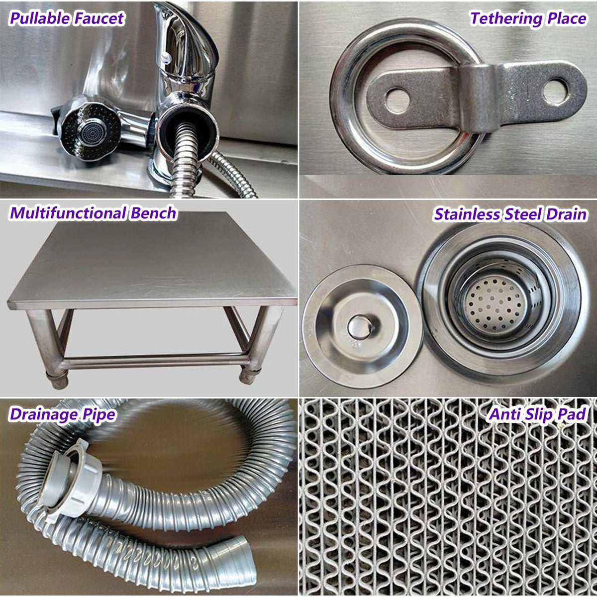 47 Inch Stainless Steel Dog Grooming Tub with Walk-in Stairs L677829