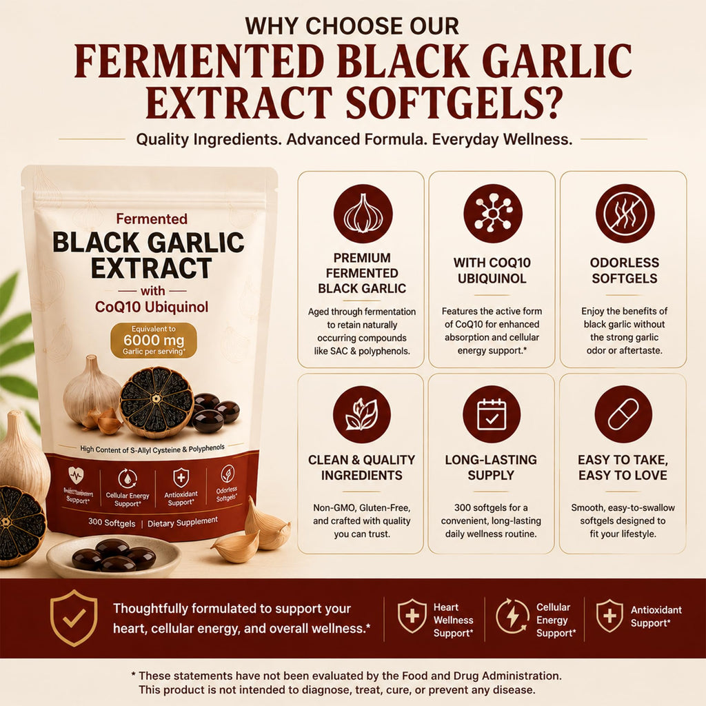 Black Garlic CoQ10 Capsules 300 Count Z210217