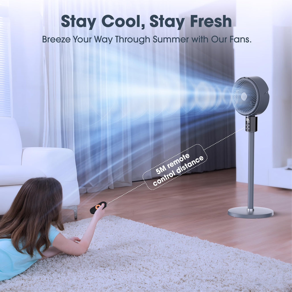 100ft Oscillating Standing Fan with Adjustable Height E7871