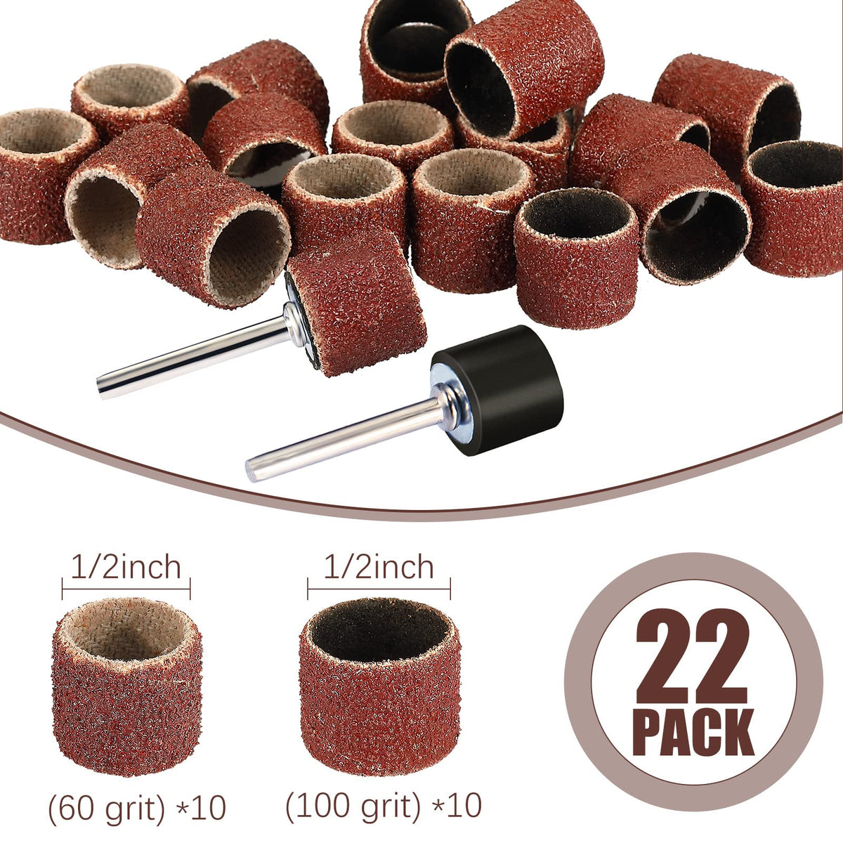22 Pcs Dog Nail Grinder Bands 60 and 100 Grit C680
