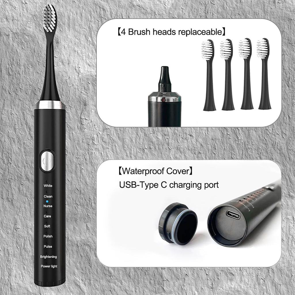 Rechargeable Electric Toothbrush with 4 Replacement Heads K500