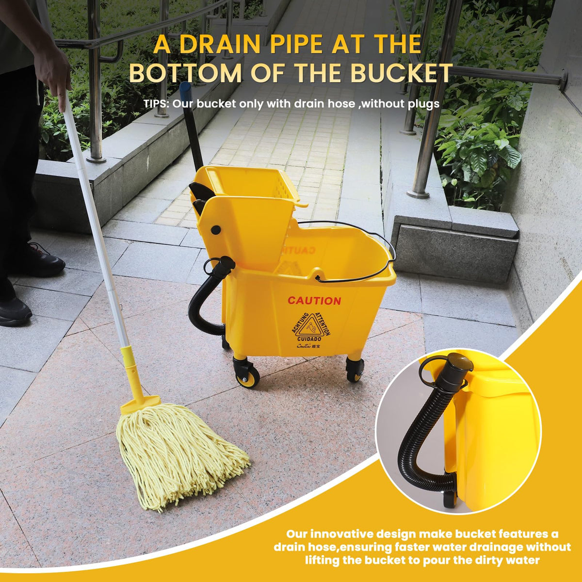 35-Qt Mop Bucket with Wringer & Drain Hose N42582