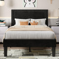 Twin Size Black Platform Bed Frame with Adjustable Upholstered Headboard L6252