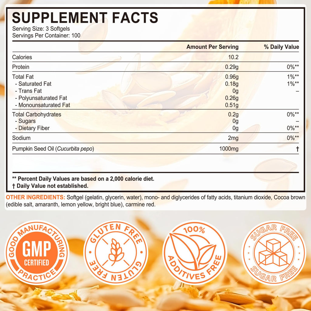 Pumpkin Seed Oil Capsules 1000mg 300 Softgels U135