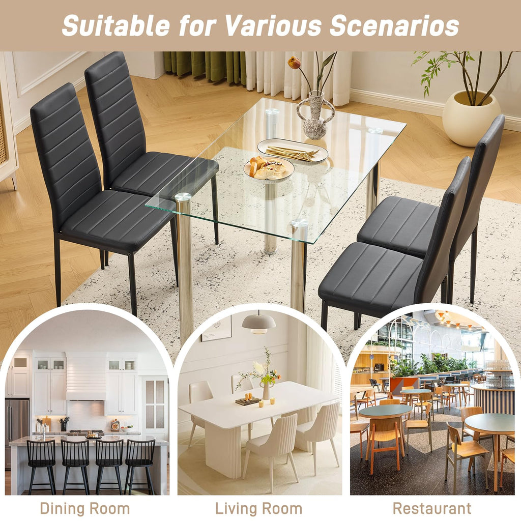Black PU Leather Dining Chairs Set of 4 F9474