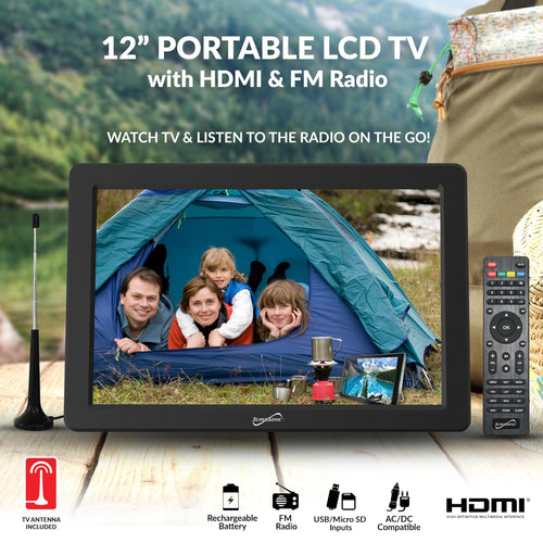 12-inch Portable LED TV with Rechargeable Battery and Remote Control R5601