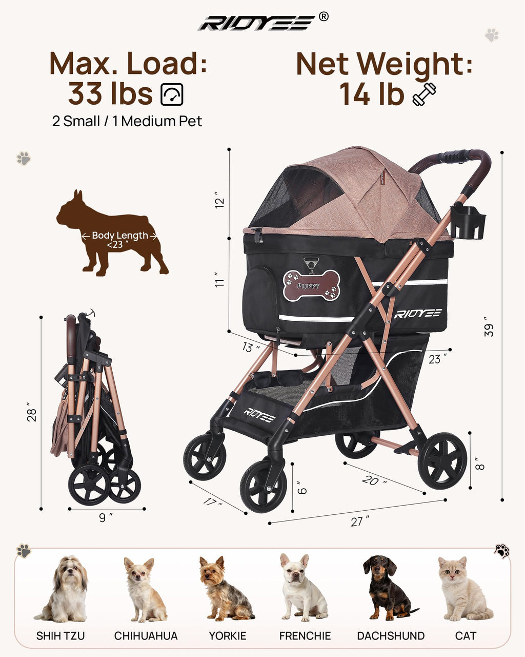 Foldable Dog Stroller B24557