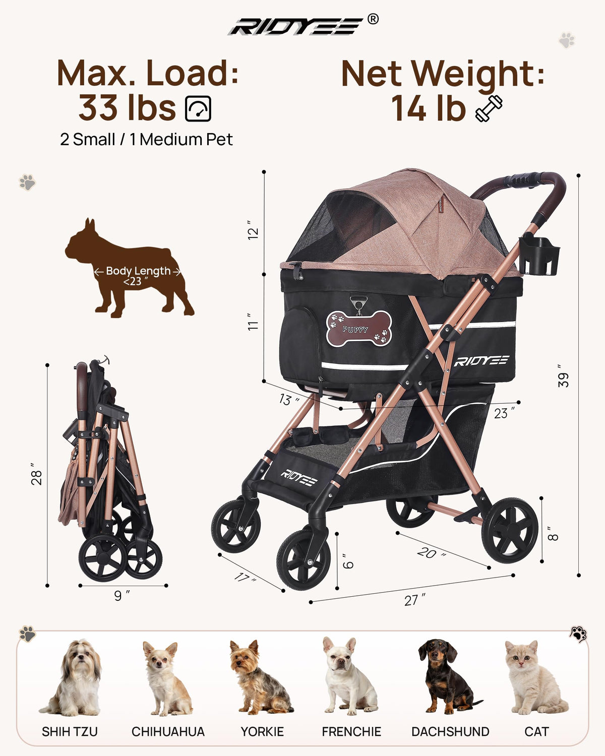 Foldable Dog Stroller B24557