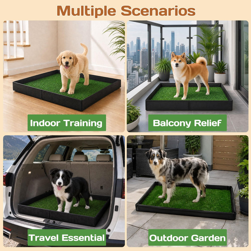 Dog Grass Pad with Tray 32"x22" with 8pc Pee Pads R94991