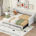 Beige Upholstered Daybed with Trundle and Storage Drawers Y420