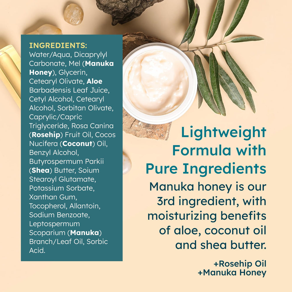 Manuka Honey Moisturizing Face Cream and Face Oil Bundle 1.7 oz E343