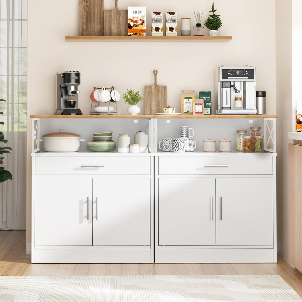 White Kitchen Buffet Cabinet with Adjustable Shelf H583