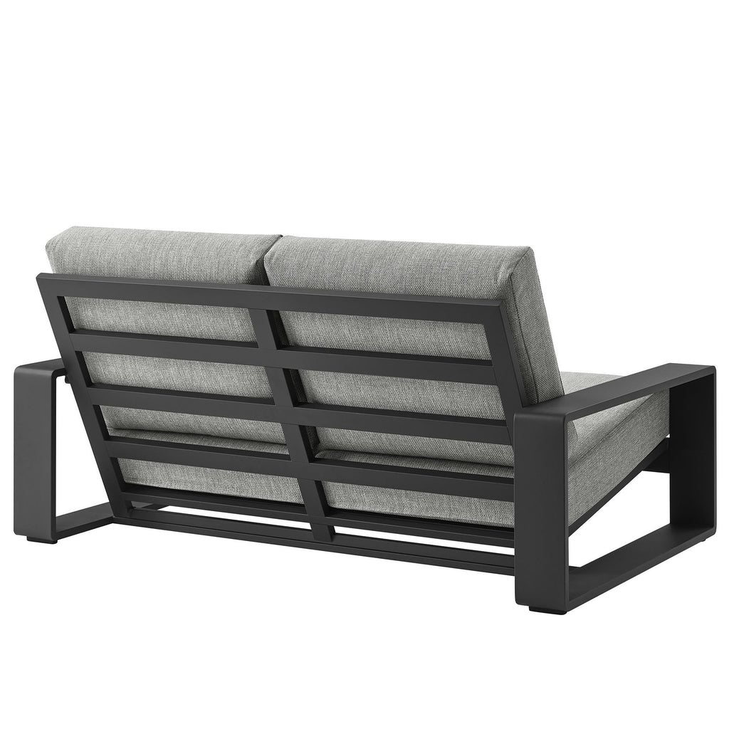 Light Gray Aluminum Outdoor Loveseat with Removable Cushions Z954020