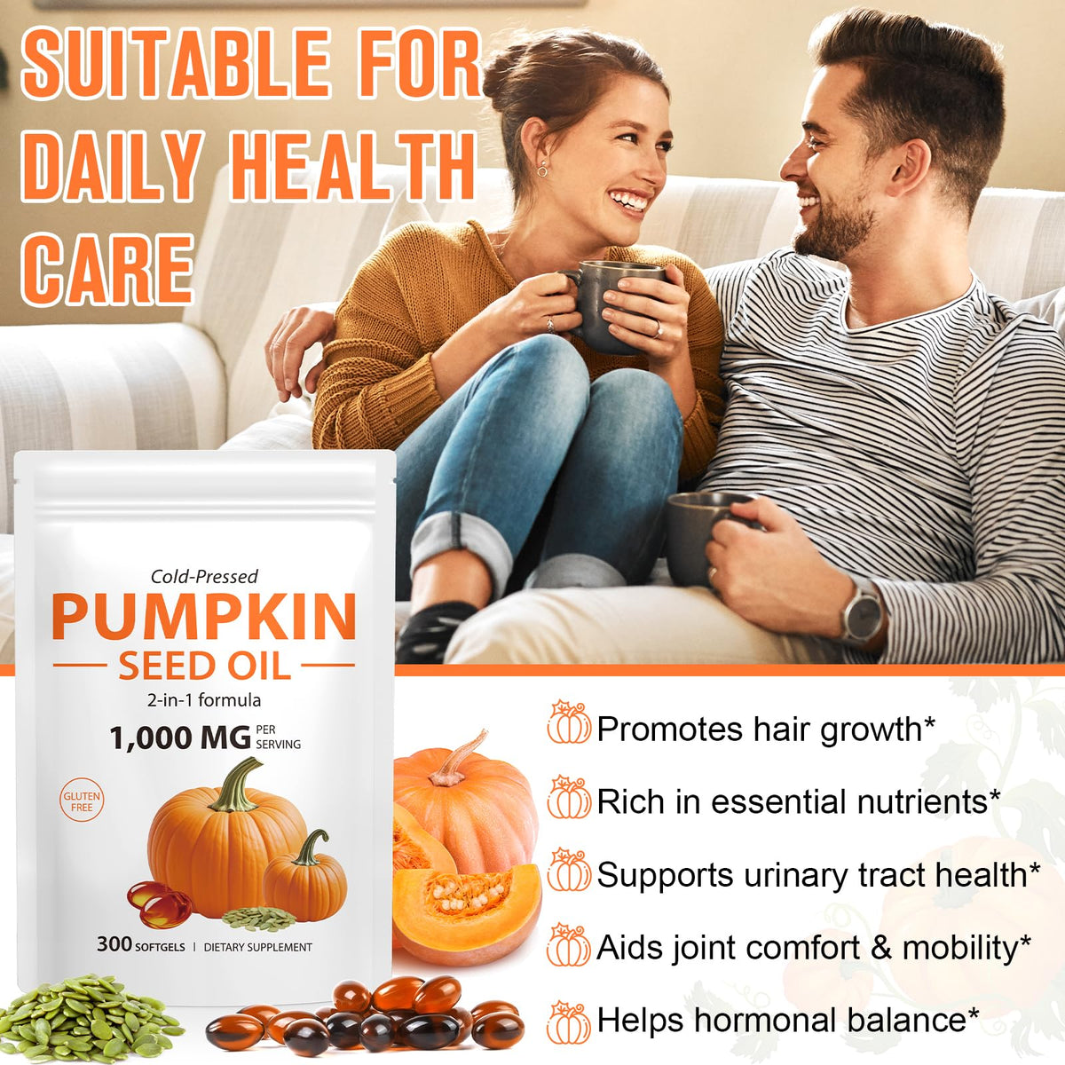 Pumpkin Seed Oil Capsules 1000mg 300 Softgels U135