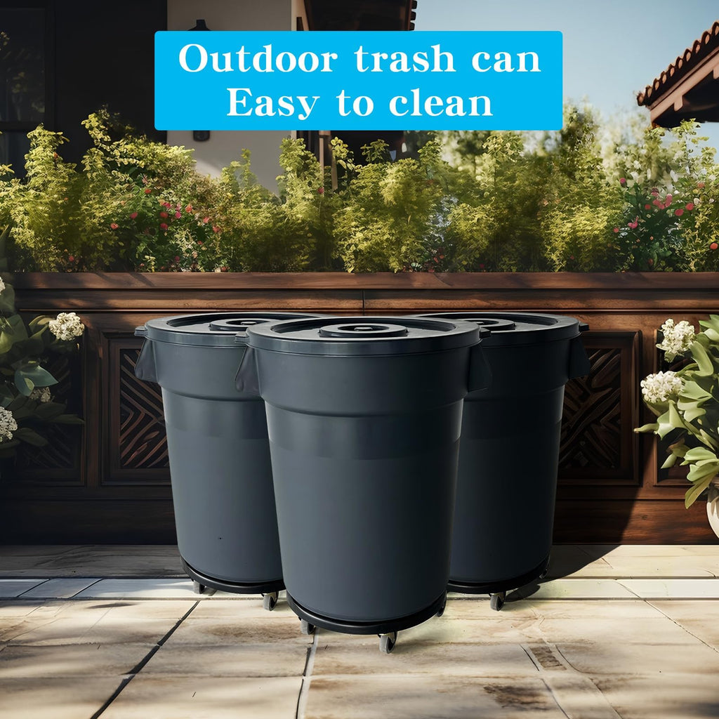 32 Gallon Outdoor Trash Can with Lid and Wheels, 2 Pack D423