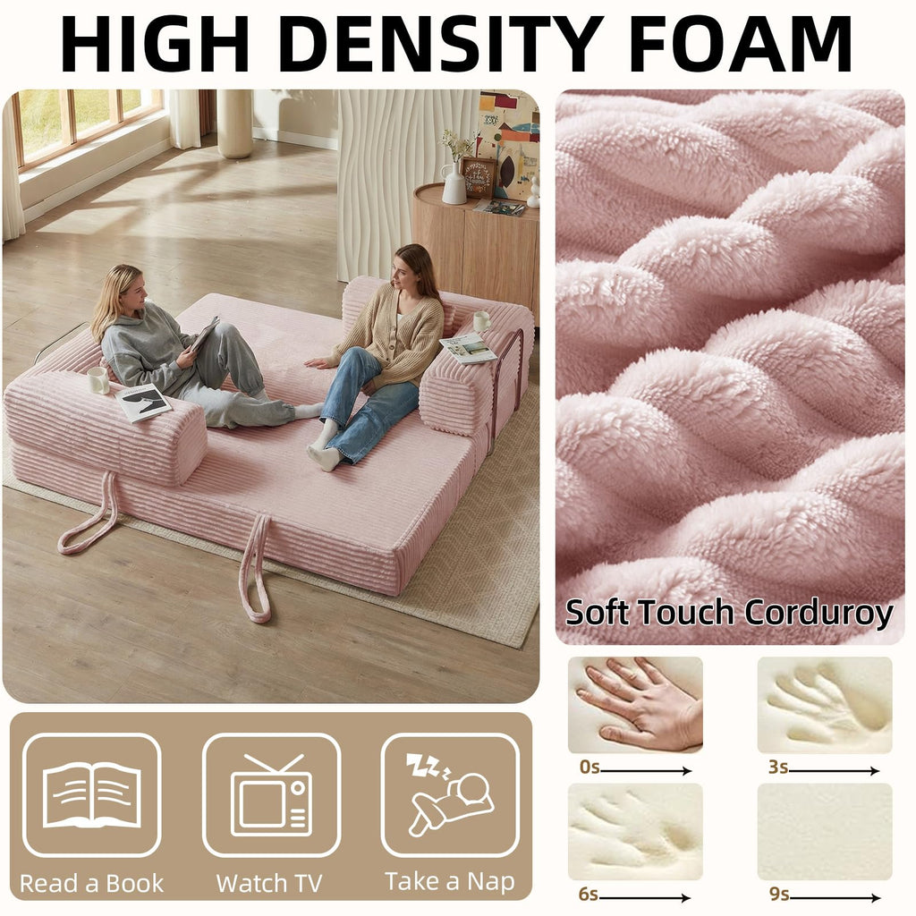 Pink 81 Inch Convertible Folding Sofa Bed B809