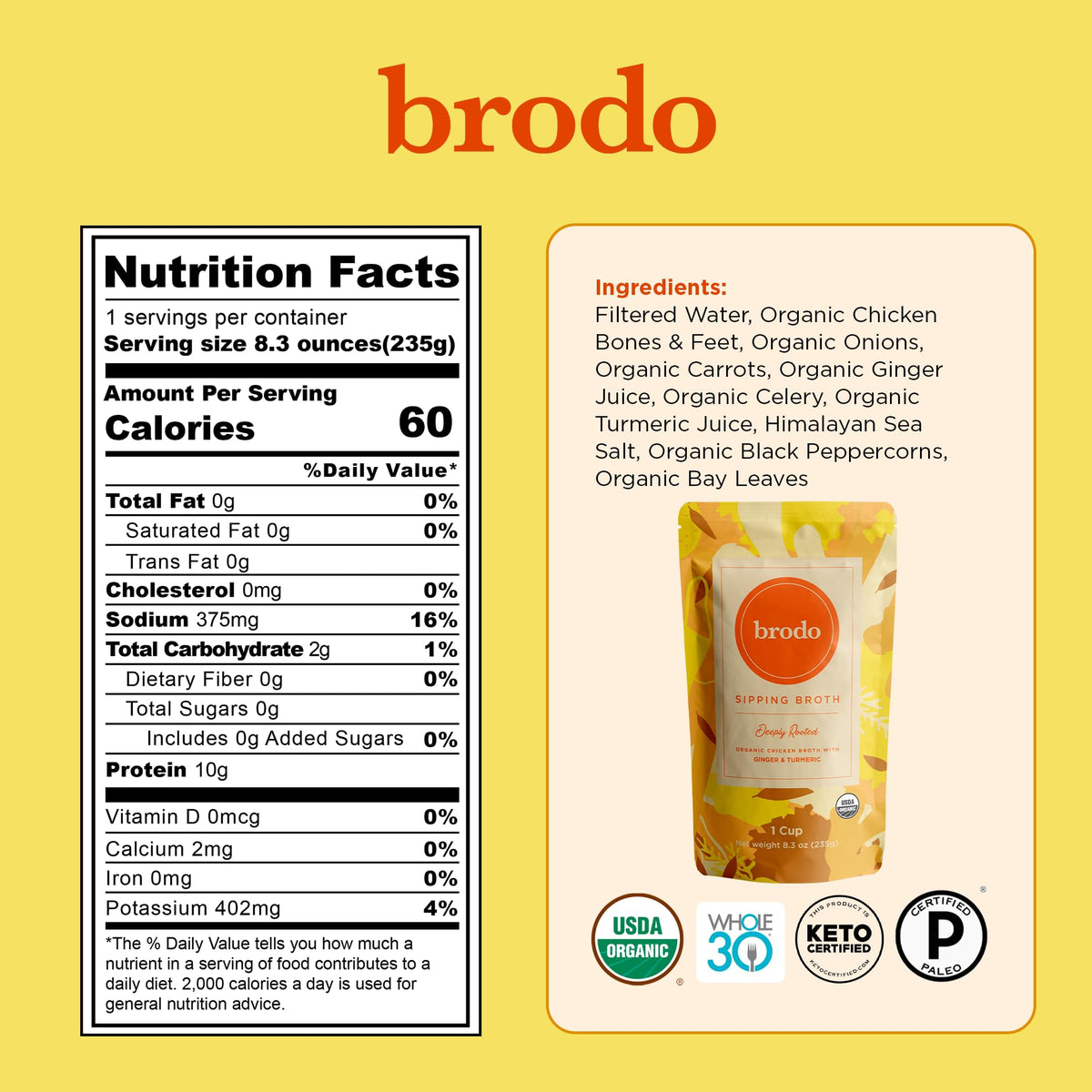 Chicken Bone Broth Variety Pack 30 Cups K14284