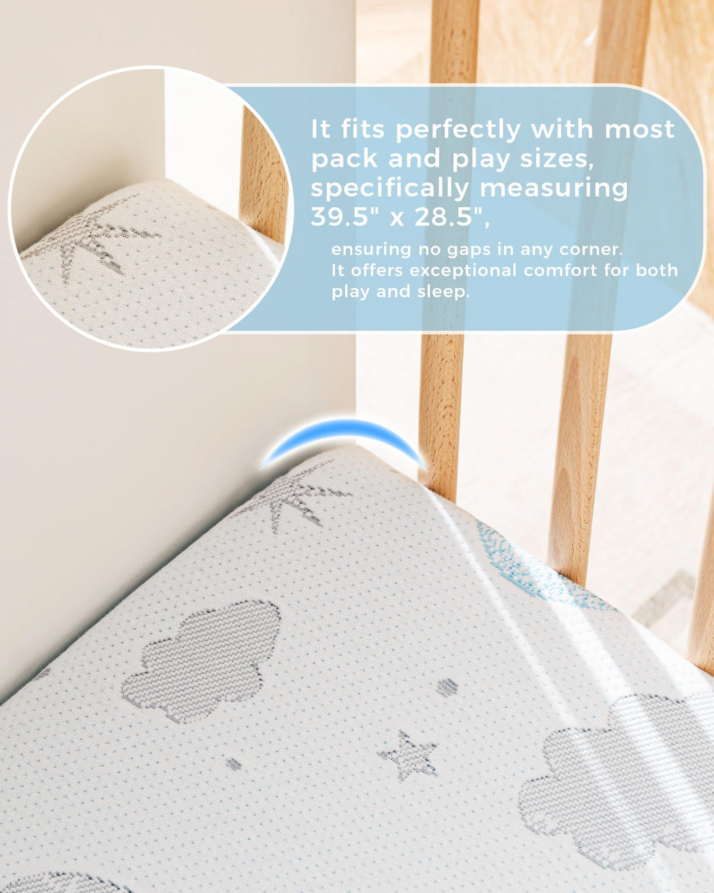 38x26'' Breathable Soft Plush Memory Foam Pack and Play Mattress P1187