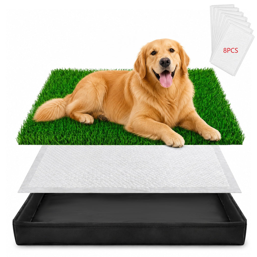 Dog Grass Pad with Tray 32"x22" with 8pc Pee Pads R94991