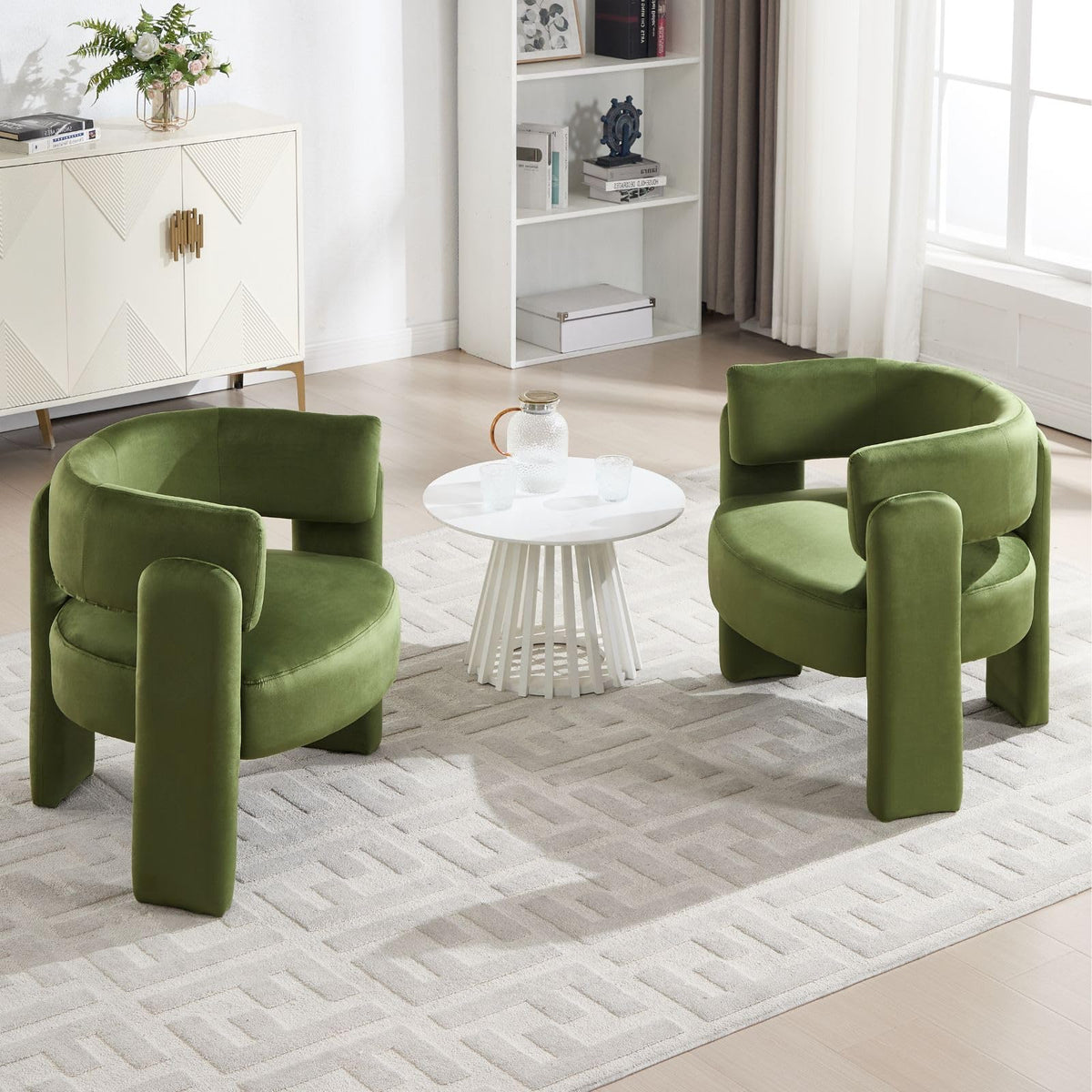 Set of 2 Green Upholstered Accent Chairs with Arms R927776