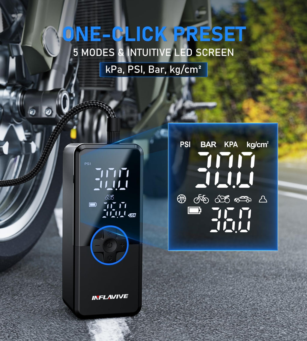 Portable Cordless Tire Inflator Air Compressor with Digital Gauge A247705