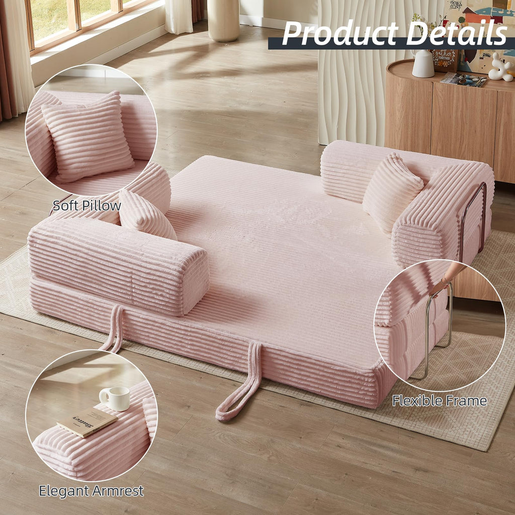 Pink 81 Inch Convertible Folding Sofa Bed B809