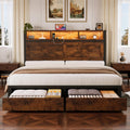 Queen Bed Frame with Bookcase Storage Headboard and 2 Storage Drawers W444513
