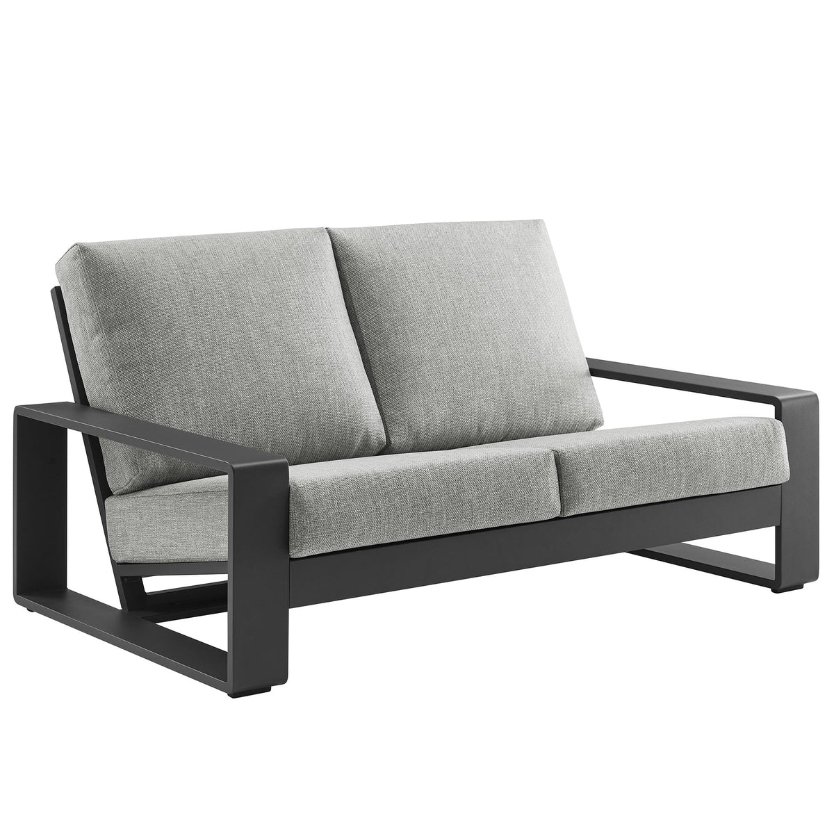 Light Gray Aluminum Outdoor Loveseat with Removable Cushions Z954020
