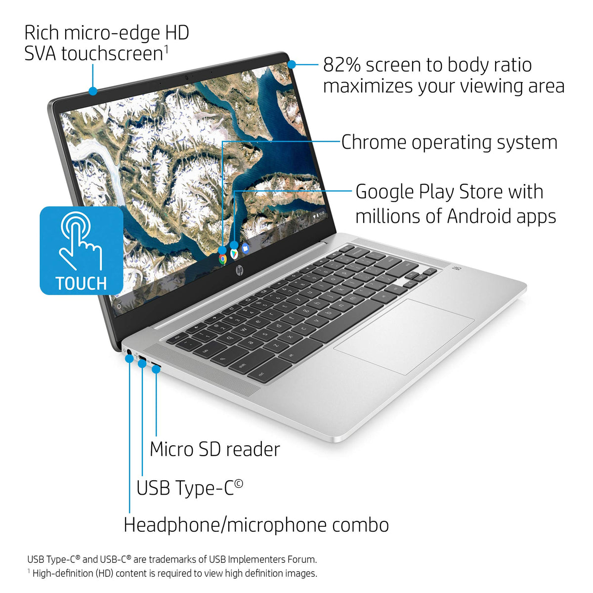 14-inch HD Touchscreen Chromebook Laptop H736