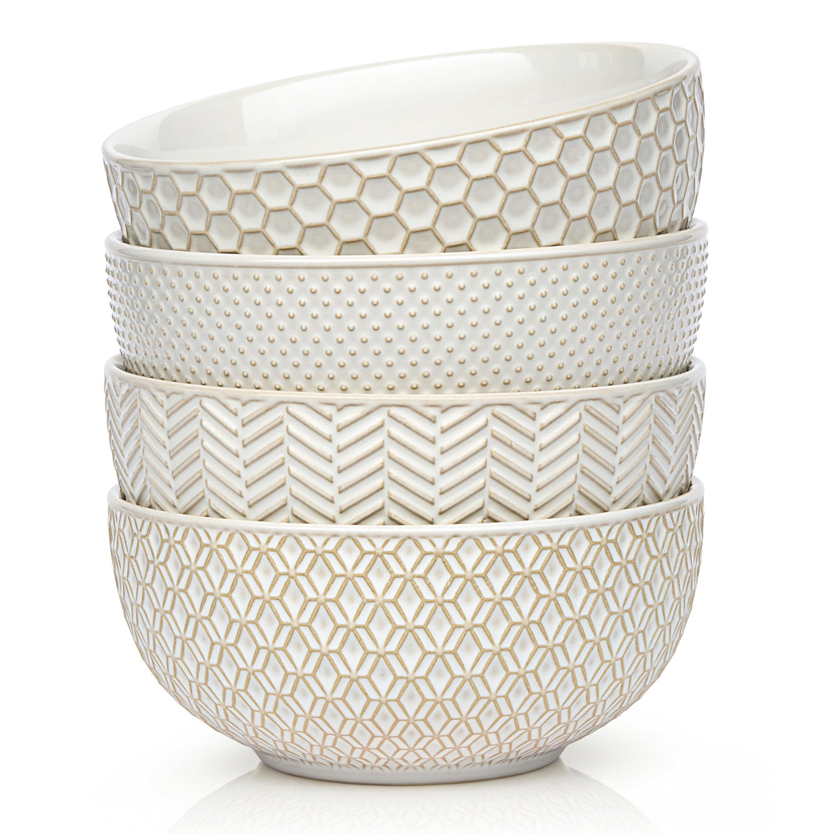 Ceramic Soup Bowls, 30 oz, Set of 4, Ivory H8594
