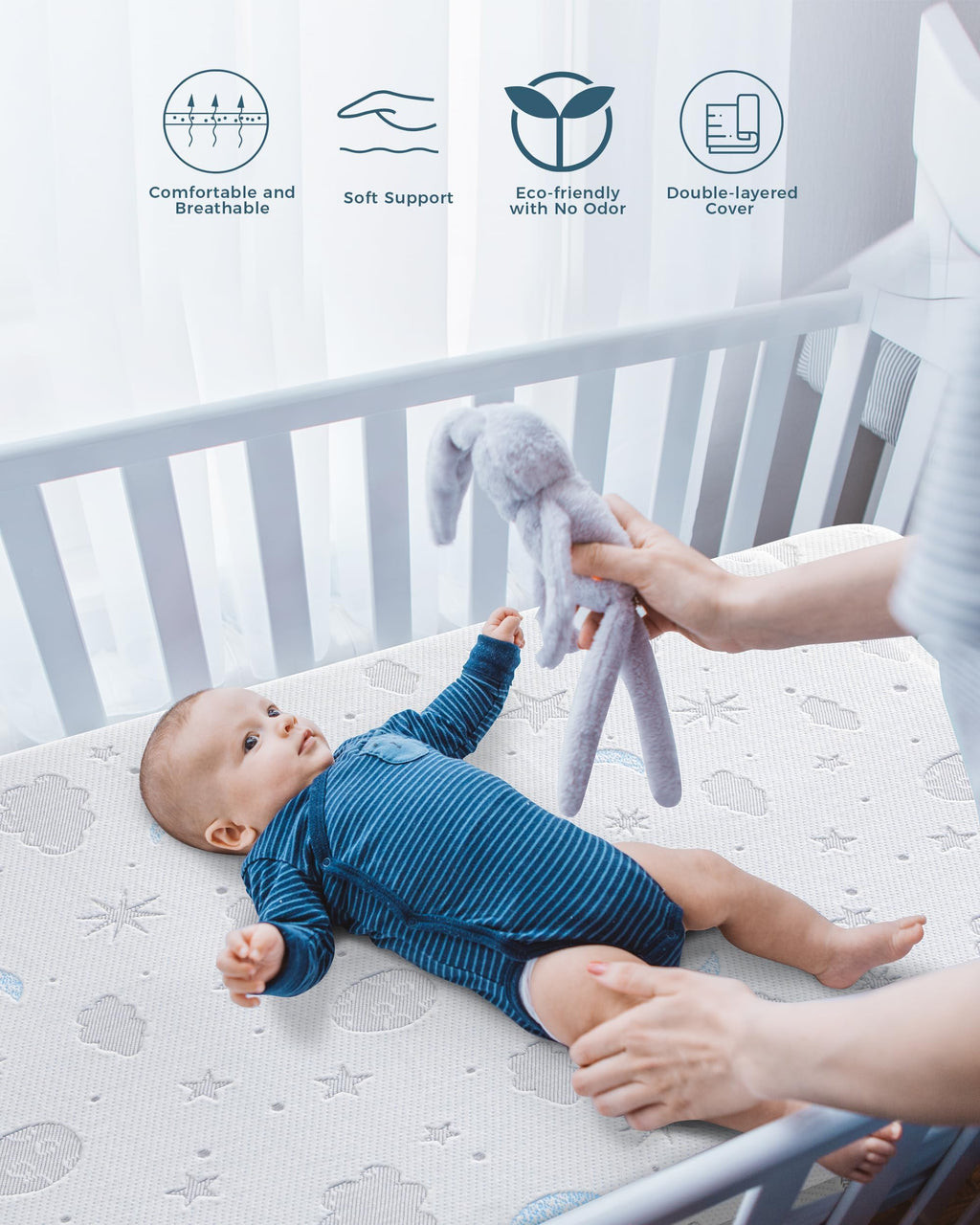 38x26'' Breathable Soft Plush Memory Foam Pack and Play Mattress P1187
