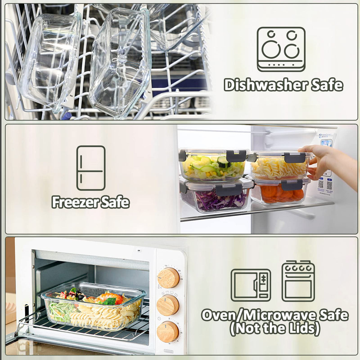 30 oz Glass Food Storage Containers with Lids A71166