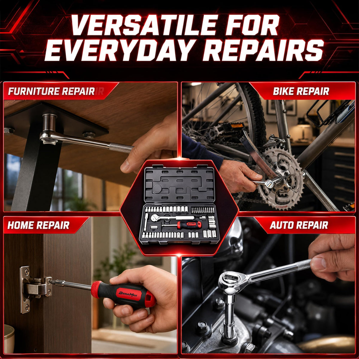 54-Piece Mechanic Tool Set with SAE & Metric Sockets Y103