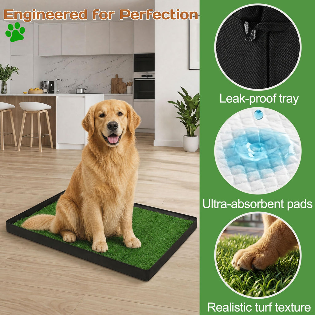 Dog Grass Pad with Tray 32"x22" with 8pc Pee Pads R94991