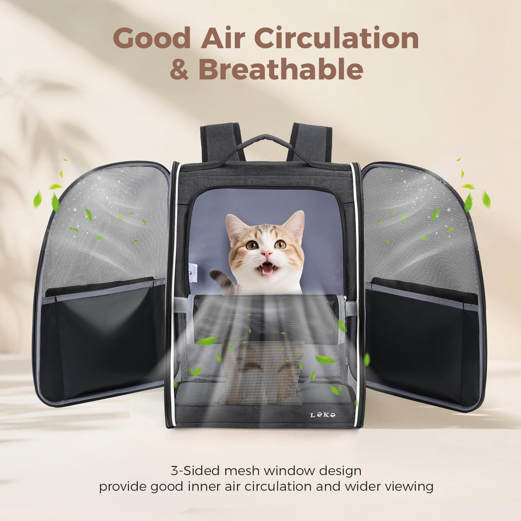 Dog Carrier Backpack for Small Medium Dogs Cats up to 18 lbs, Breathable Pet Backpack Carrier with 3 Entrances F4707