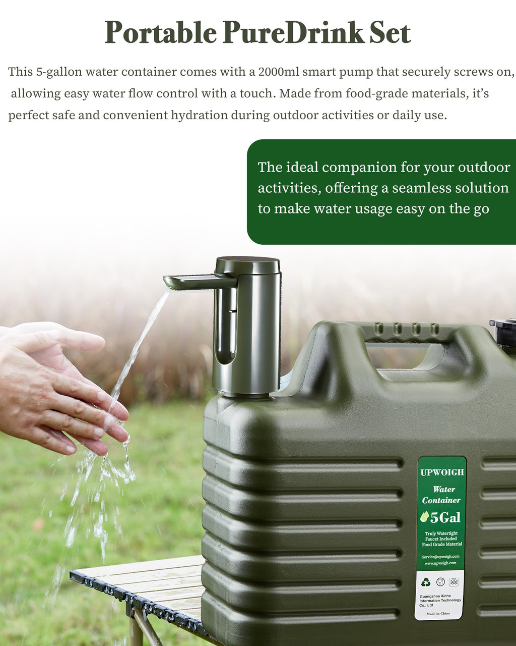 5 Gallon Water Jug with Rechargeable Touch Pump J220