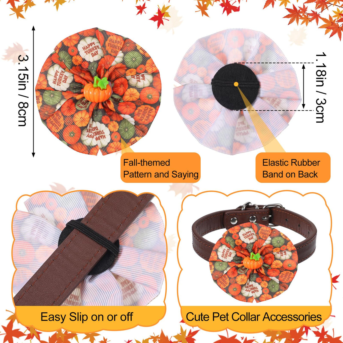 100 Pcs Dog Collar Flower Bows P208033