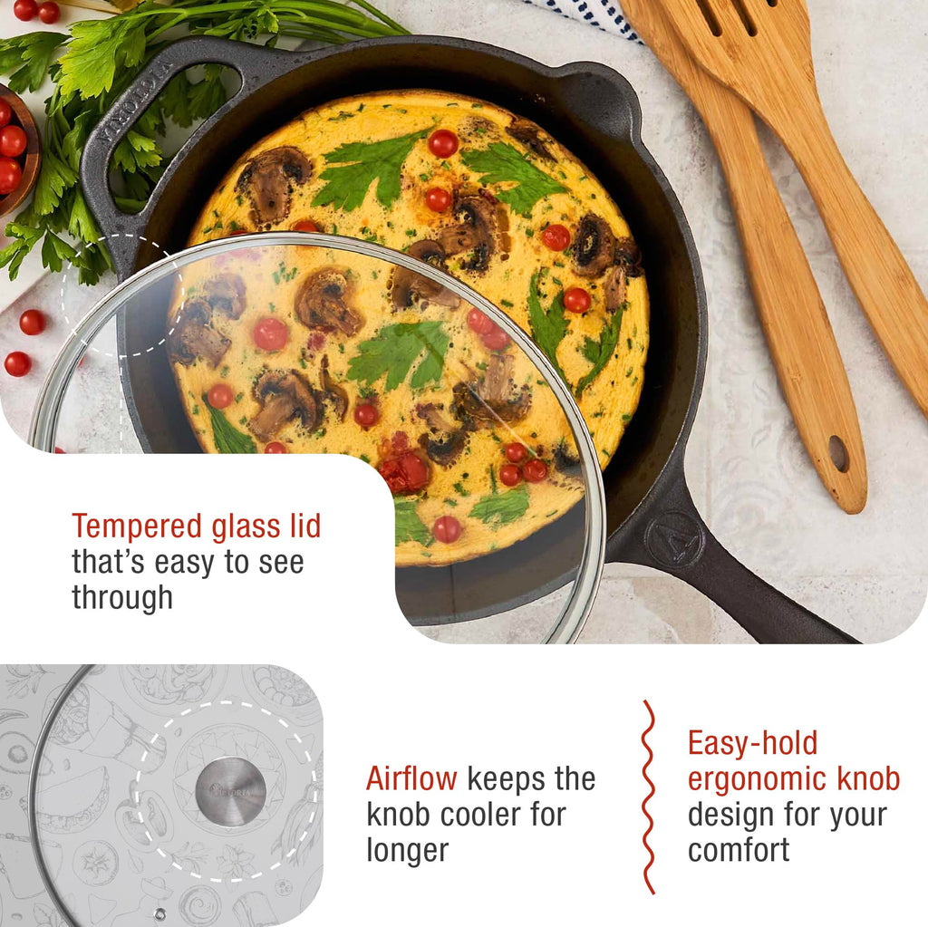 9.5-Inch Glass Lid for 10-Inch Cast Iron Skillet B273444