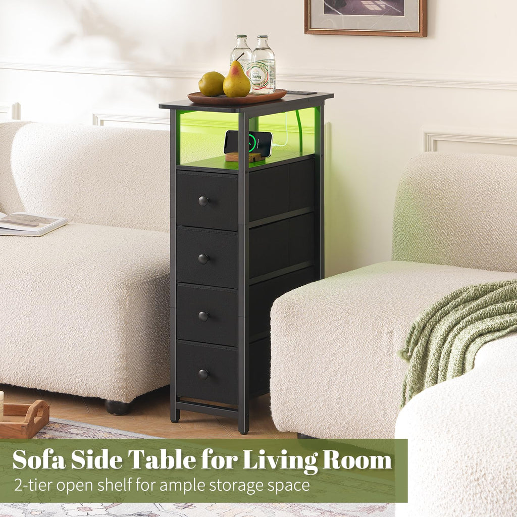 Narrow Nightstand with Charging Station W4108