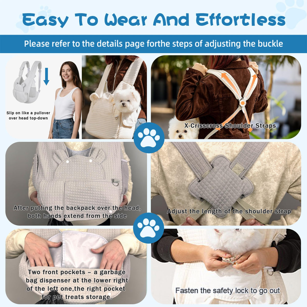 Portable Pet Front Backpack for Small Dogs and Cats I10230
