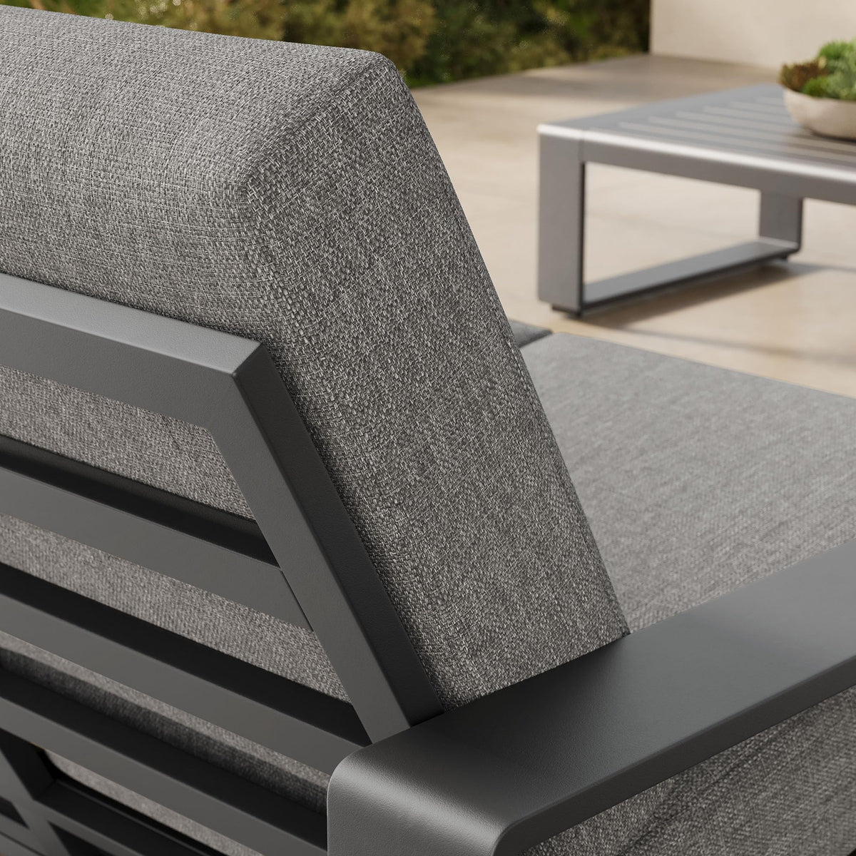 Light Gray Aluminum Outdoor Loveseat with Removable Cushions Z954020