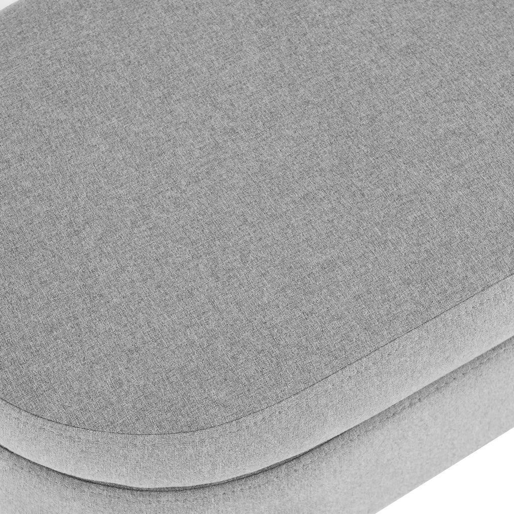 Oval Linen Upholstered Storage Bench with Rubber Wood Legs Y1612